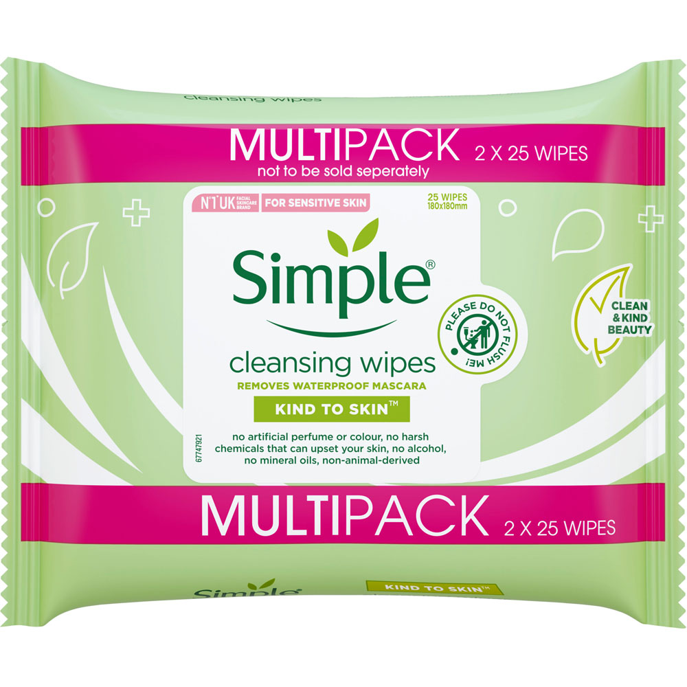 Simple Cleansing Facial Wipes 50 Pack Image 1