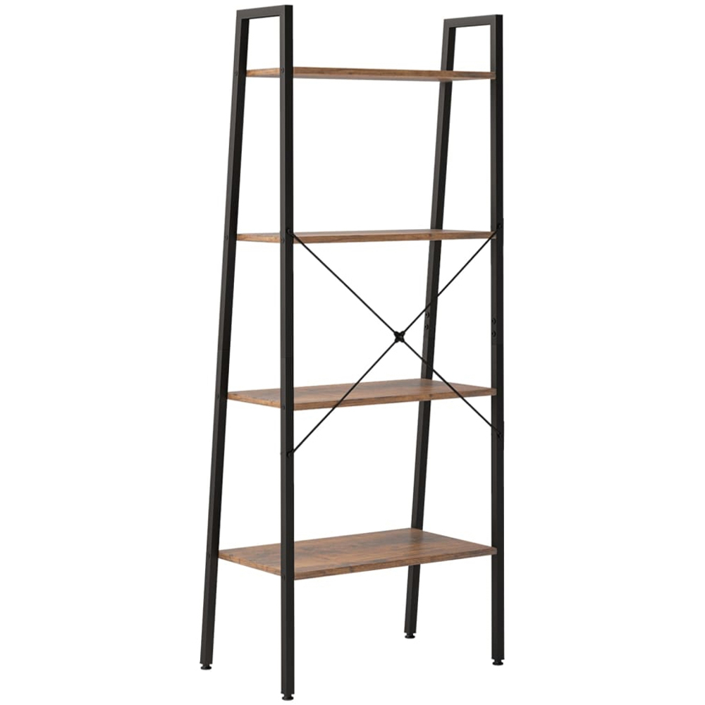 vidaXL 4-Tier Dark Brown and Black Standing Shelf Image 3