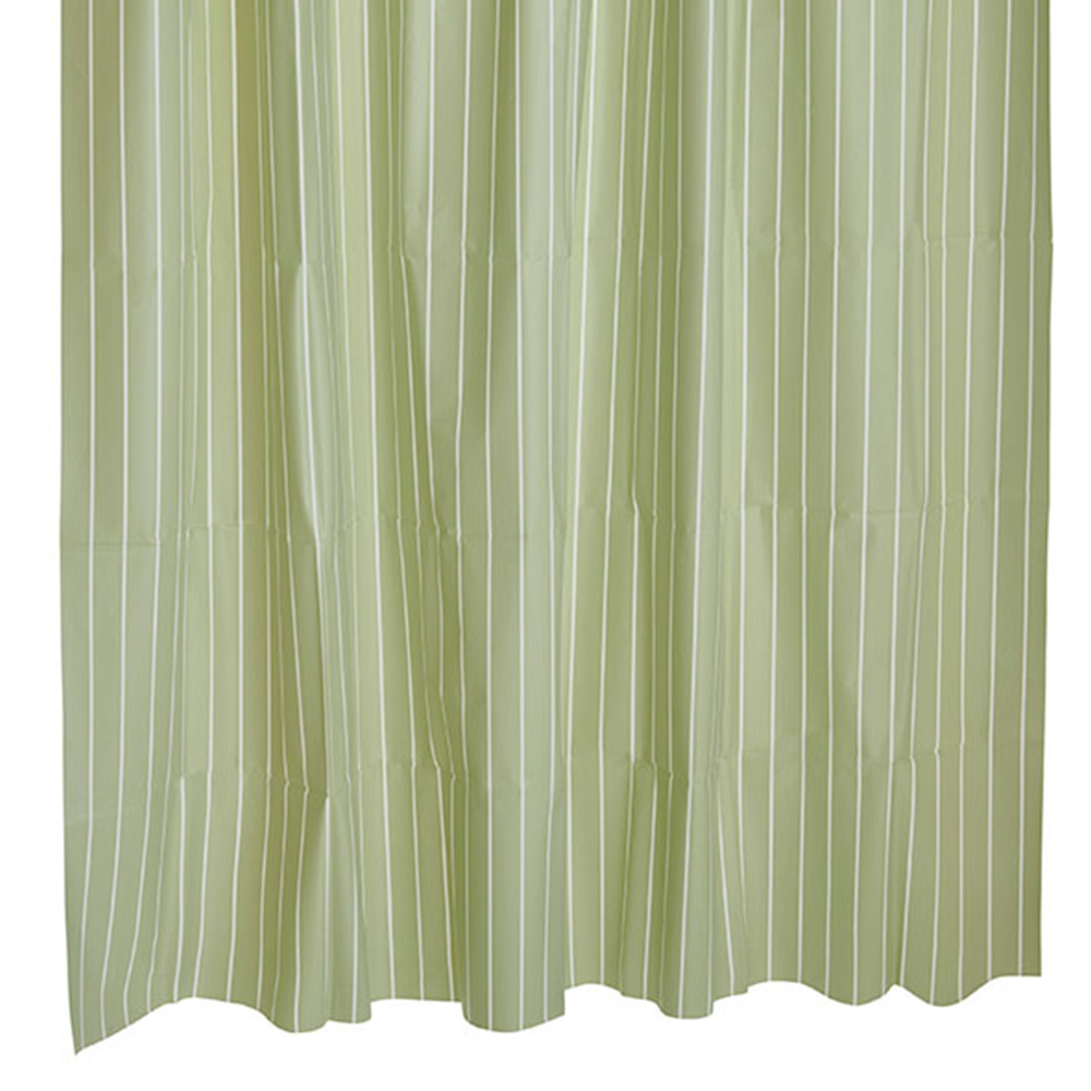 Wilko Sage Green Pin Stripe Shower Curtain 180 x 180cm Image 3