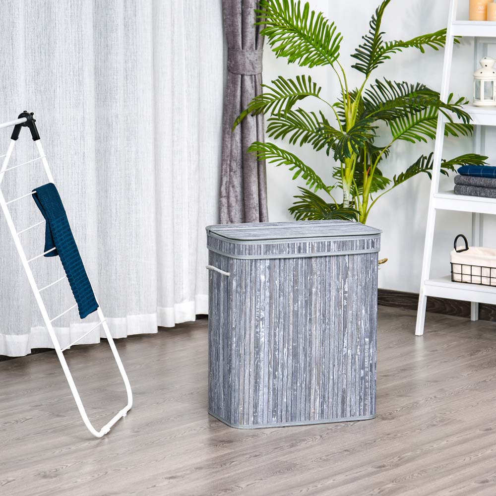 Portland Grey Bamboo Laundry Hamper 100L Image 2