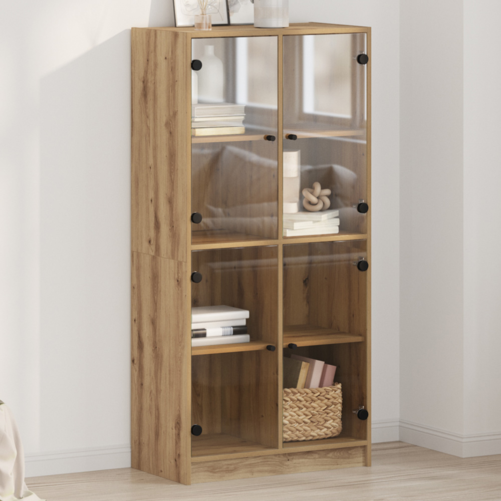 vidaXL 4 Glass Door Artisan Oak Sideboard Image 1