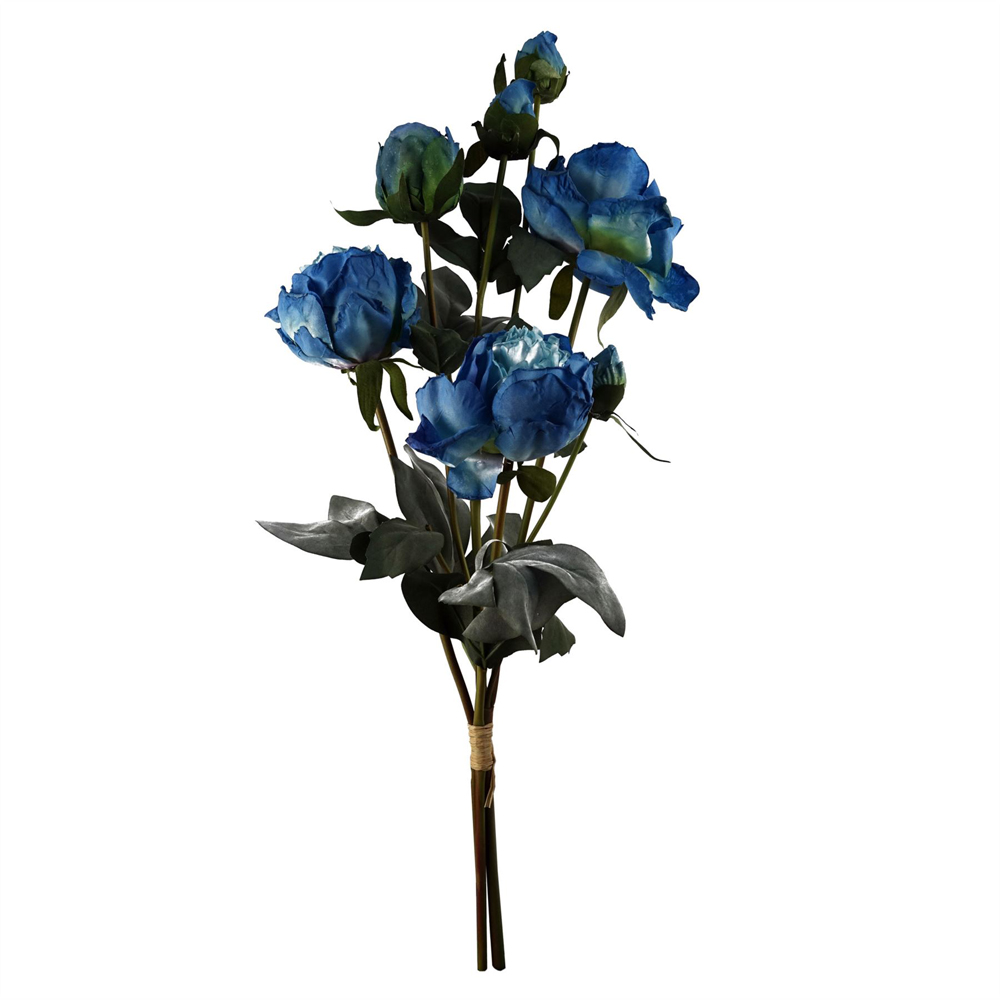 Leaf Blue Peony White Delphinium Eucalyptus Artificial Flower Bundle with Glass Vase 80cm 8 Pack Image 3