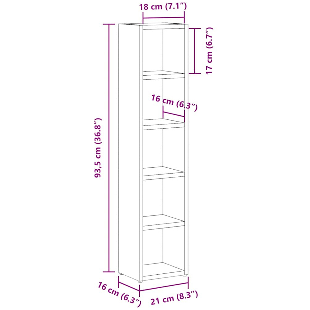 vidaXL 5 Shelf Smoked Oak CD Cabinet Set of 2 Image 9