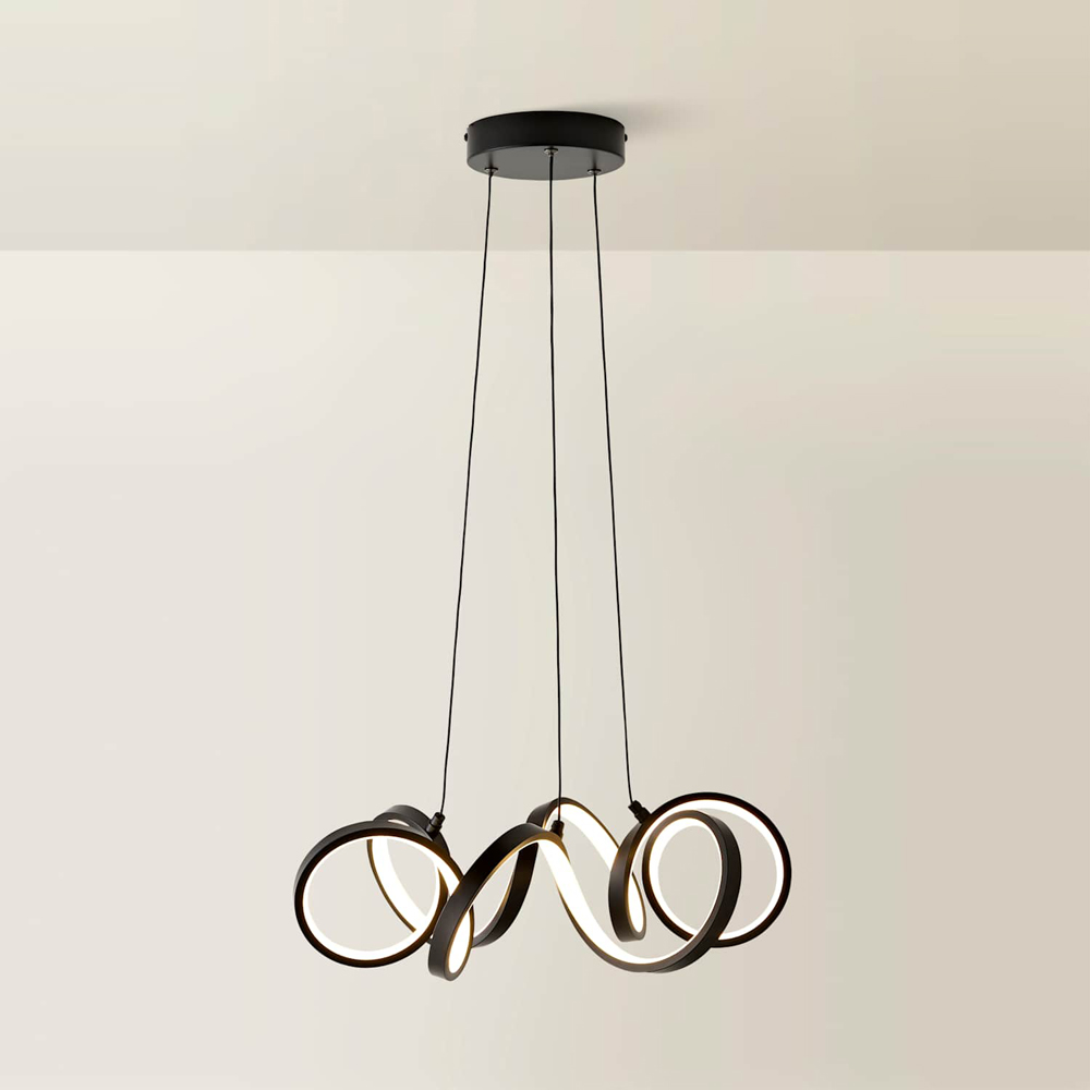 ValueLights Infinity Black Round Wiggle Integrated LED Ceiling Pendant Light Image 3
