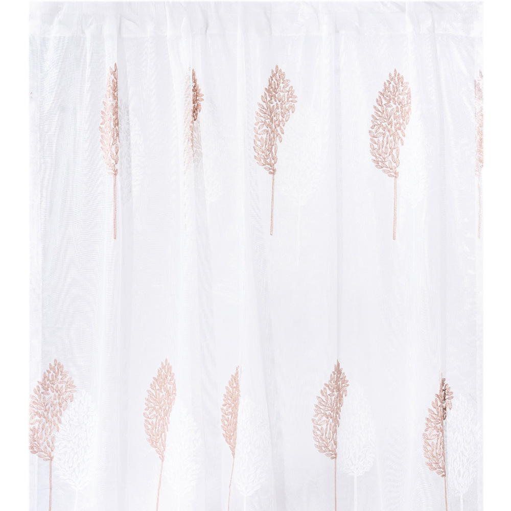 Living and Home Semi-Sheer Embroidered Leaf Curtains 130 x 160cm Image 4