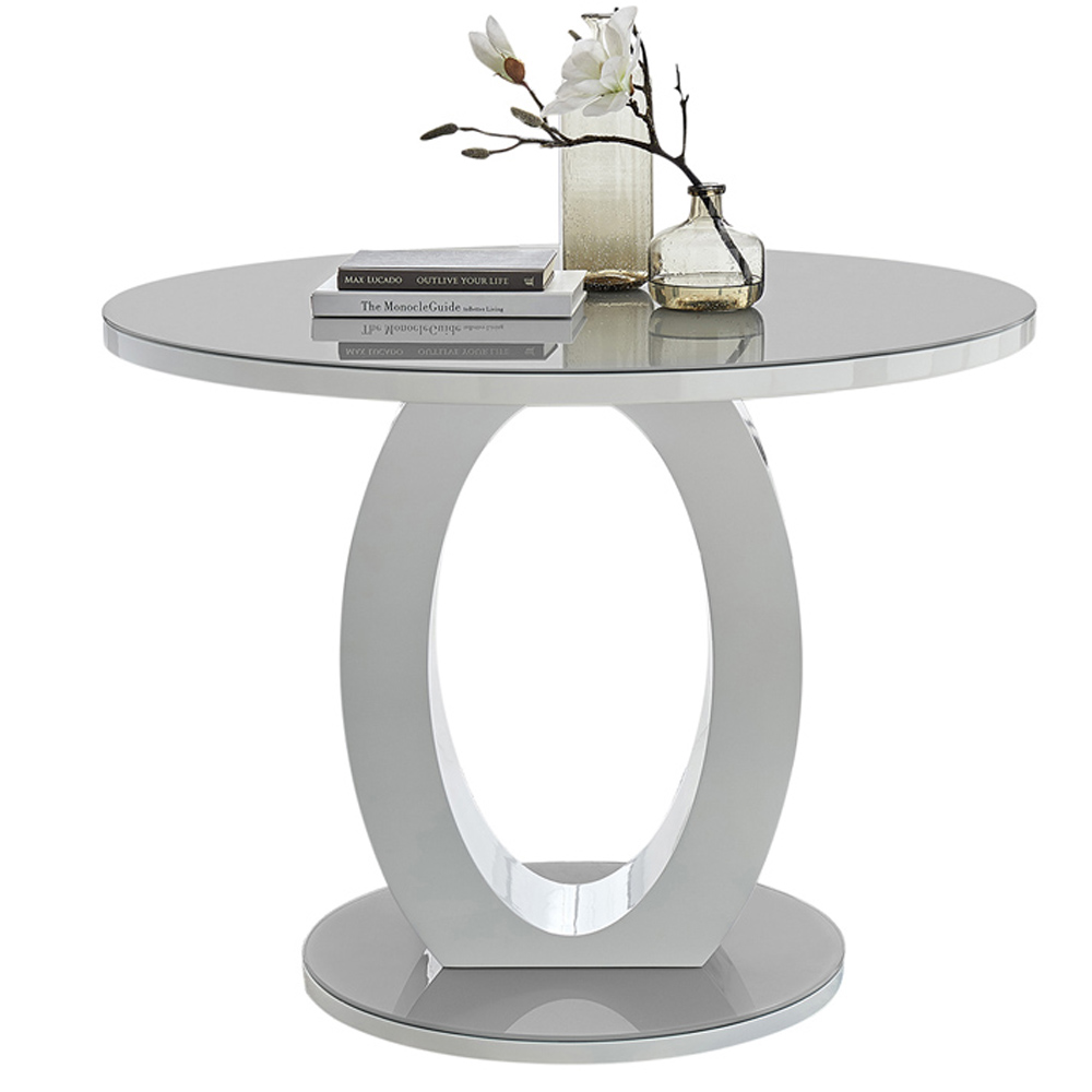 Furniturebox Lucia 4 Seater 100cm Round Dining Table Grey Image 2