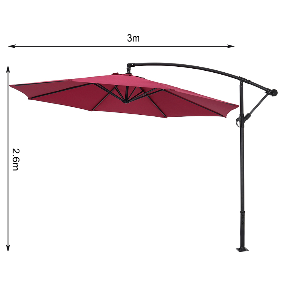 Living and Home Red Garden Cantilever Parasol with Round Base 3m Image 7