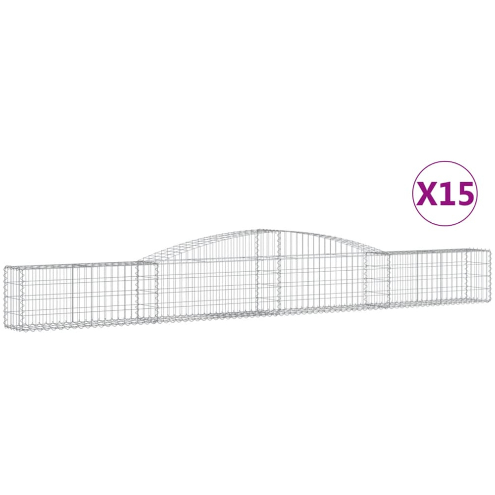 vidaXL Silver Galvanised Iron Arched Gabion Basket 400 x 30 x 40/60cm 15 Pack Image 2