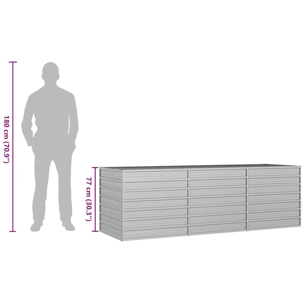 vidaXL Silver Galvanised Steel Raised Garden Bed 77 x 80 x 240cm Image 6