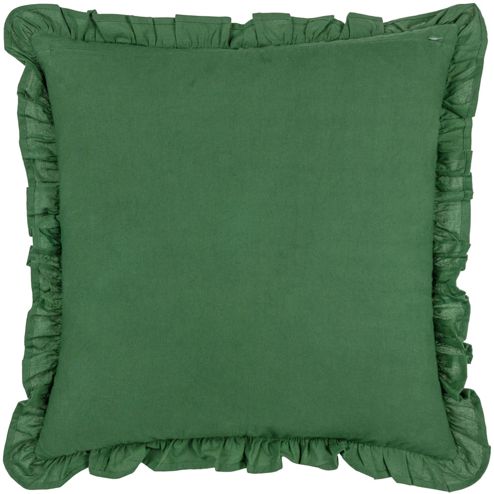 Paoletti Kirkton Bottle Green Floral Pleated Cushion Image 3
