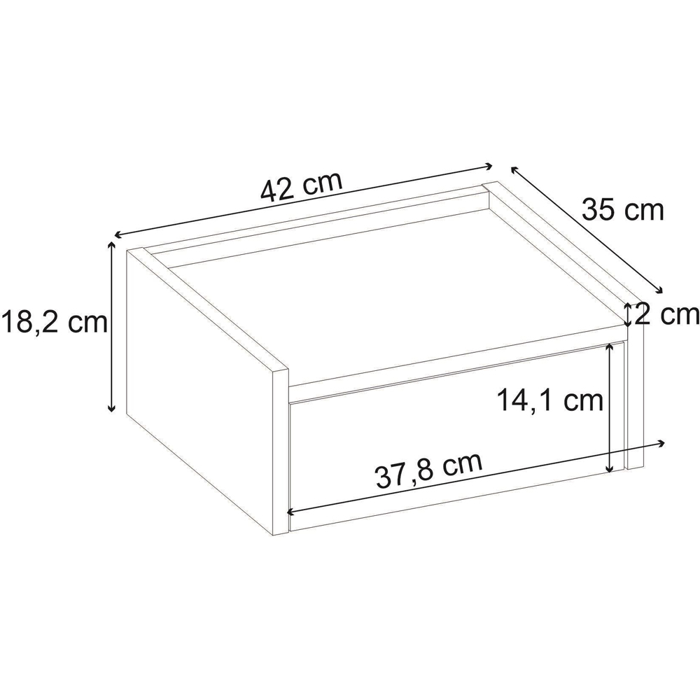 Decortie Brisa Single Door Sonoma Oak Wall Mounted Bedside Table Image 7