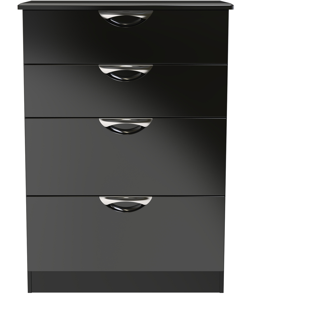 Crowndale Camden 4 Drawer Black Gloss and Black Deep Chest of Drawers Ready Assembled Image 3