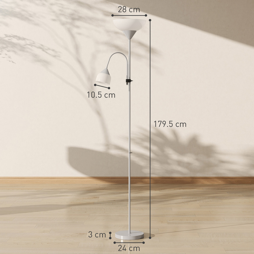 HOMCOM 2 Way Silver Mother Child Floor Lamp with 3 Colour Temperatures Image 9