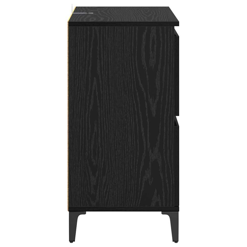 vidaXL 4 Door Black Oak Sideboard Set of 2 Image 8