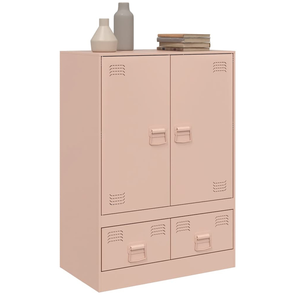 vidaXL 2 Door 2 Drawer Pink Steel Highboard Image 3