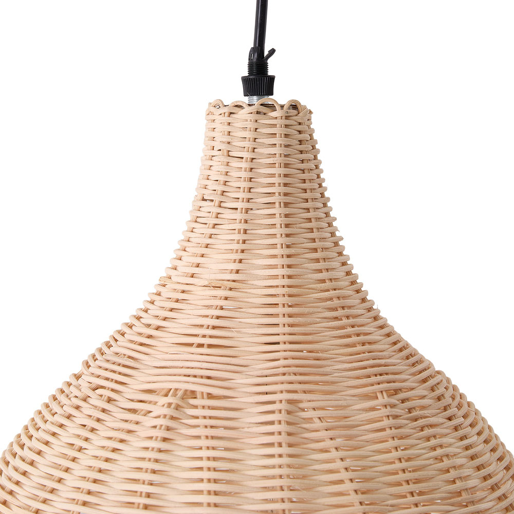Living and Home Conical Rattan Pendant Shade with Tri-Colour Bulb Image 5