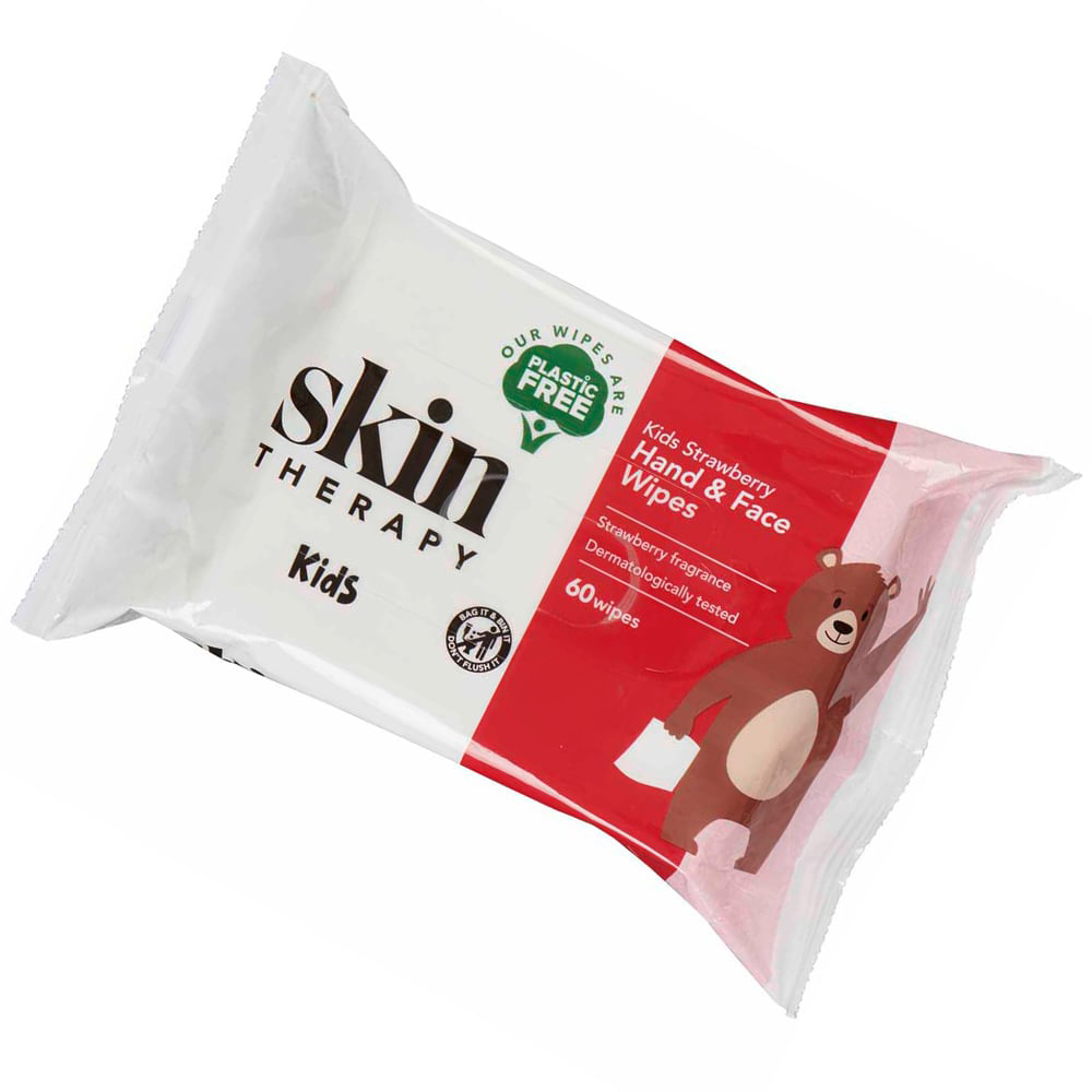 Skin Therapy Kids Strawberry Hand and Face Wipes 60 Pack Image 2