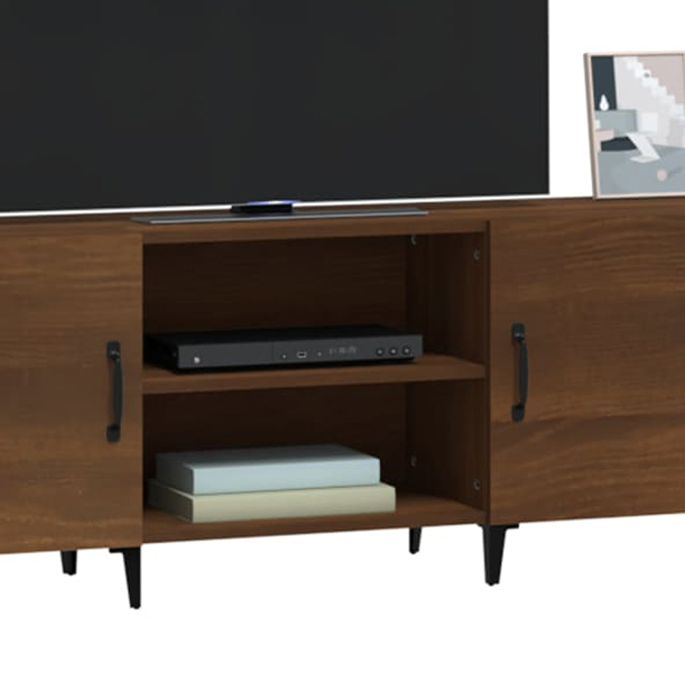 vidaXL 2 Door 2 Shelf Brown Wooden TV Cabinet Image 9