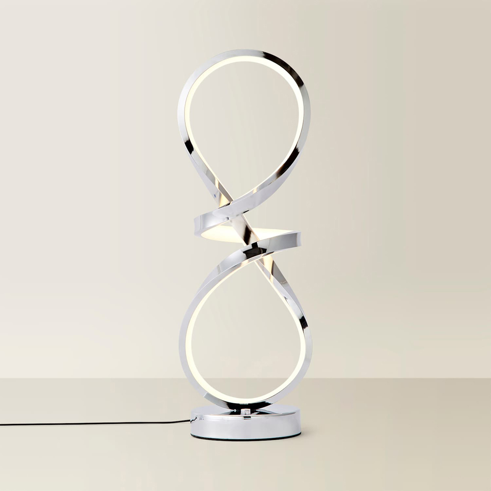 ValueLights Infinity Chrome Swirl Integrated LED Table Lamp Image 5