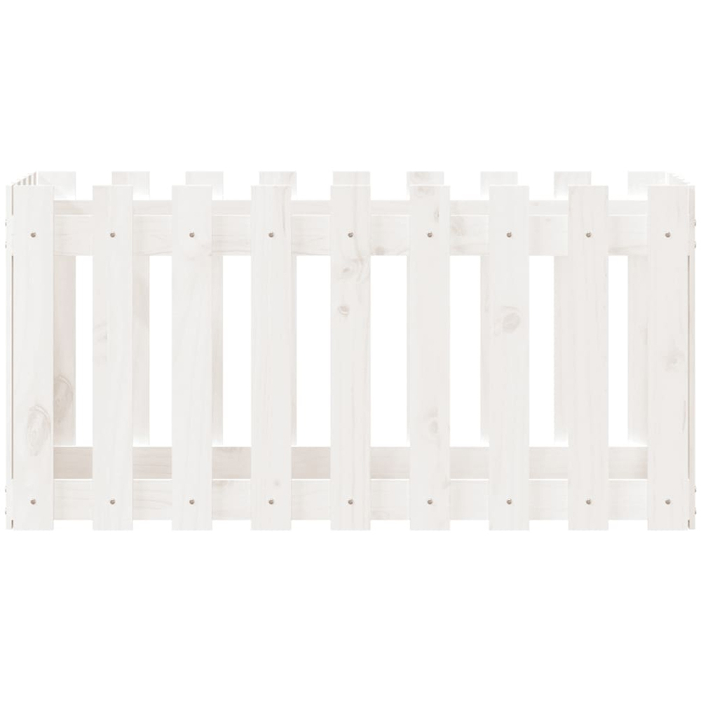 vidaXL White Solid Pine Wood Fence Design Raised Garden Bed 50 x 100 x 50cm Image 4