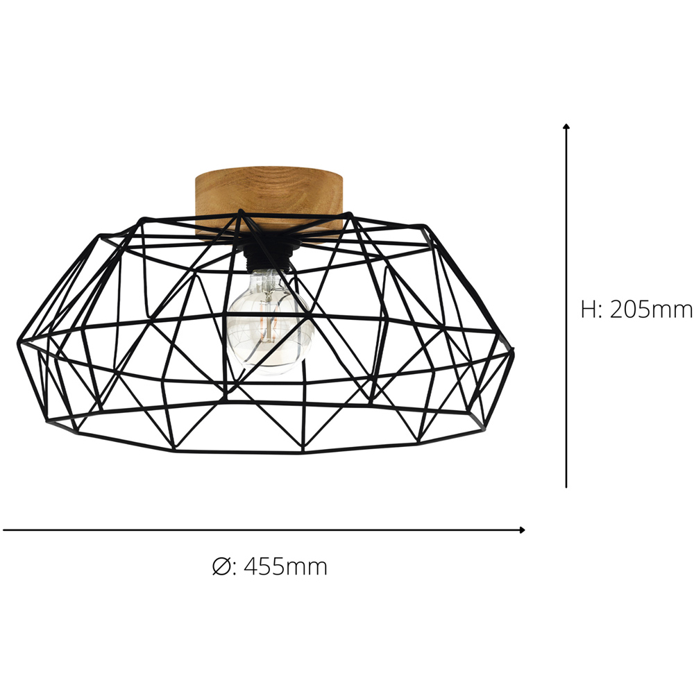EGLO Padstow Black And Natural Metal and Wood Ceiling Light Image 4