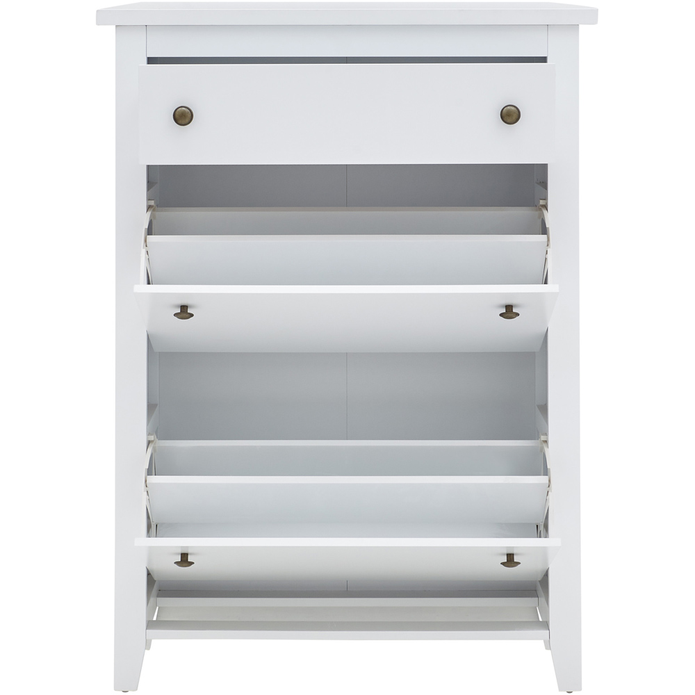 GFW Deluxe 2 Tier White Shoe Cabinet Image 3