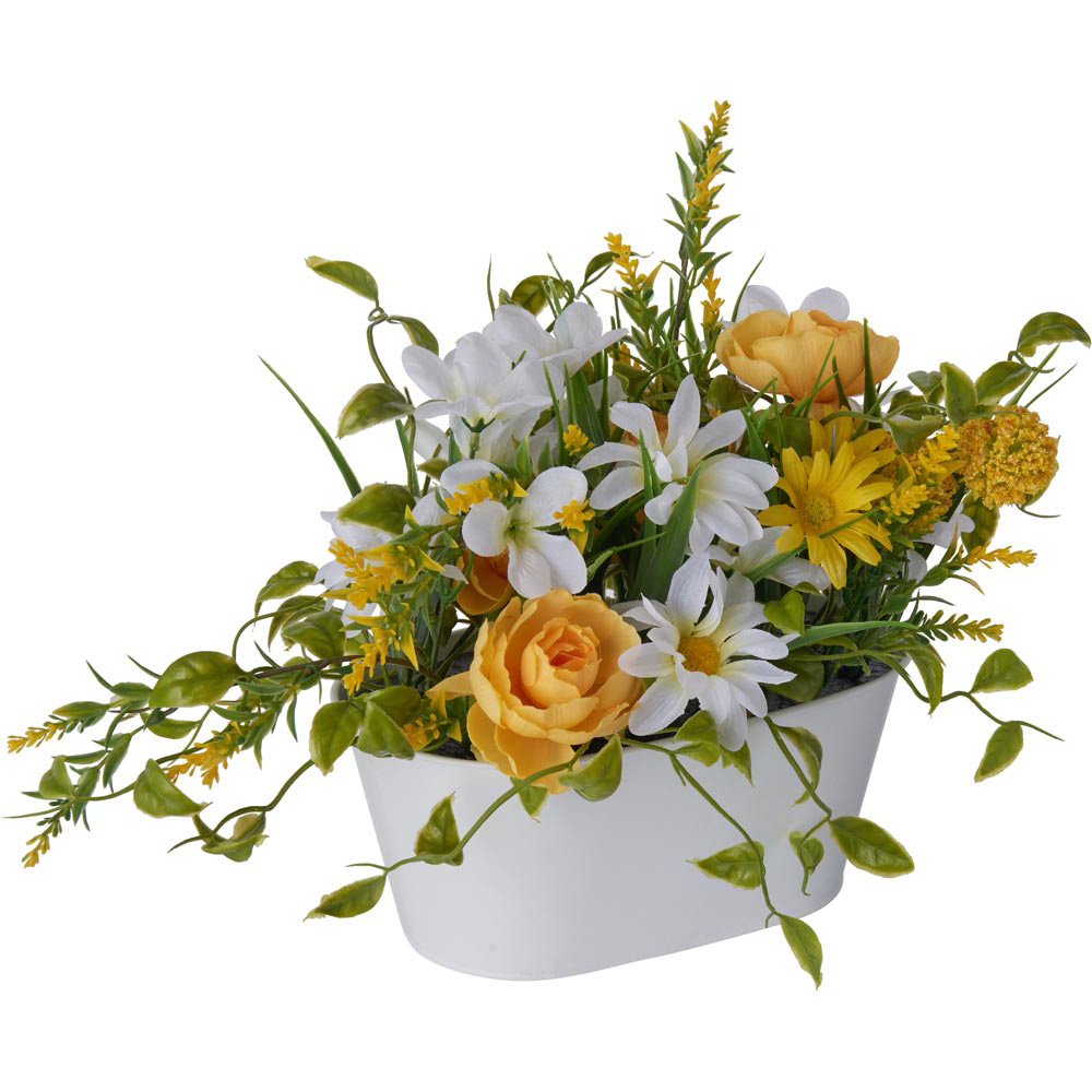 Wilko Faux Flowers in Window Box Yellow & White Mix Image 3