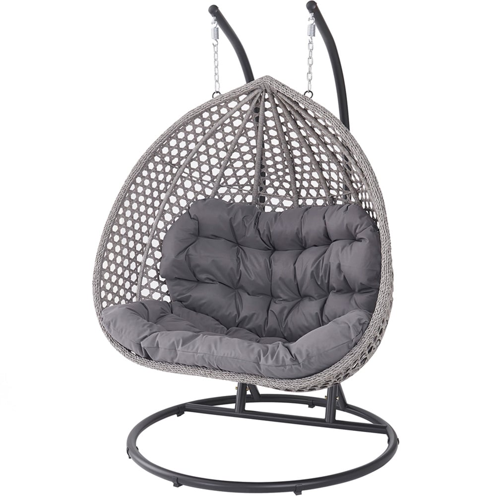 Oakley 2 Seater Rattan Dark Grey Swing Egg Pod Chair Image 2
