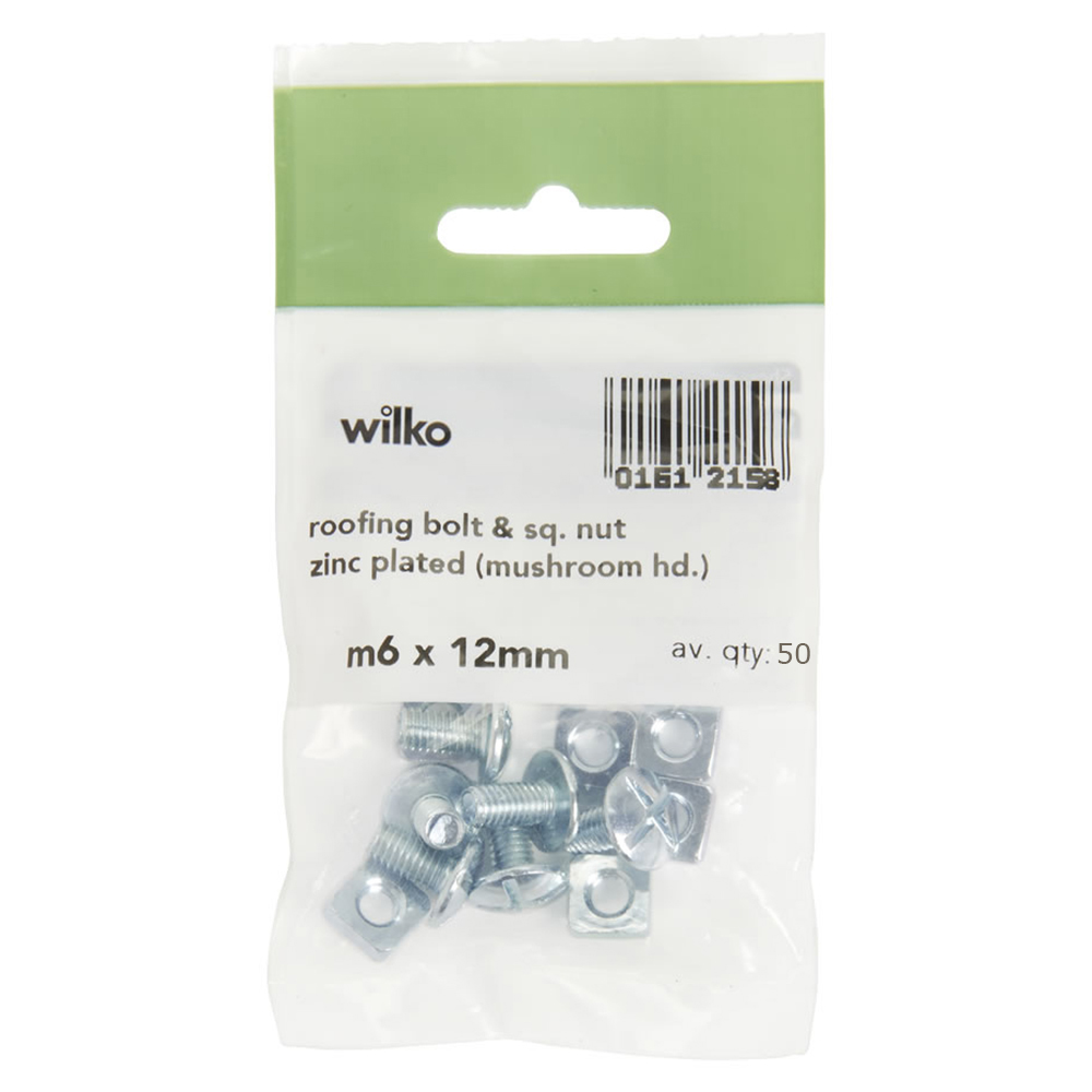 Wilko M6 x 12mm Roofing Bolts and Nuts 50 Pack Image 1