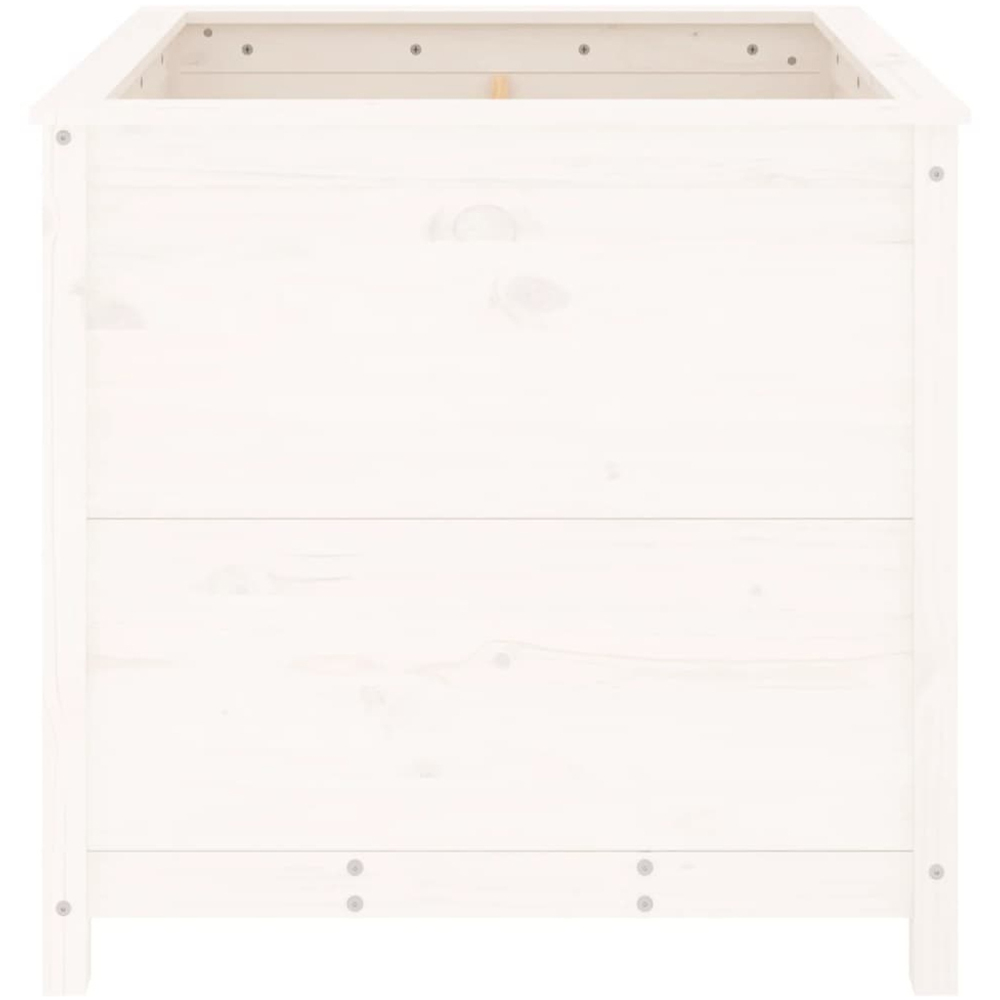 vidaXL White Solid Pine Wood Garden Planter 82.5 x 82.5 x 78cm Image 4