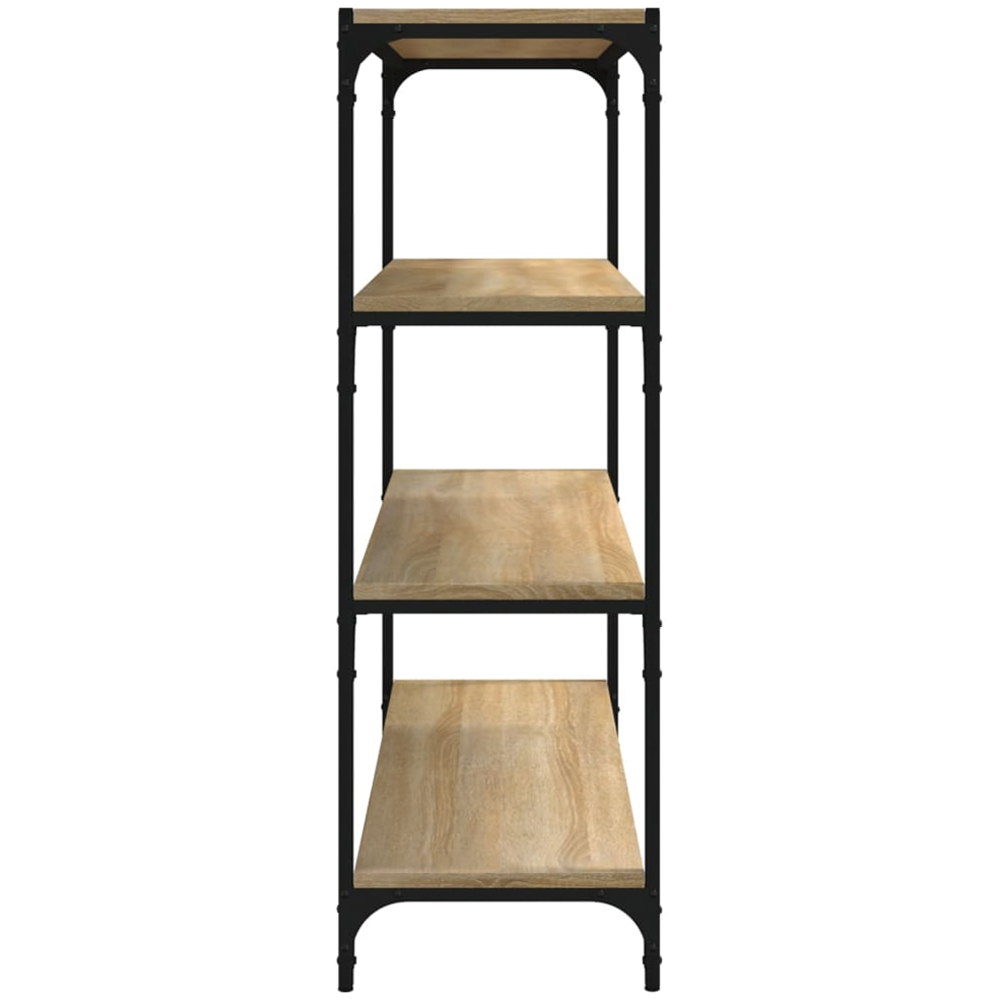 vidaXL 4 Shelf Sonoma Oak Processed Wood and Steel Bookcase Image 5