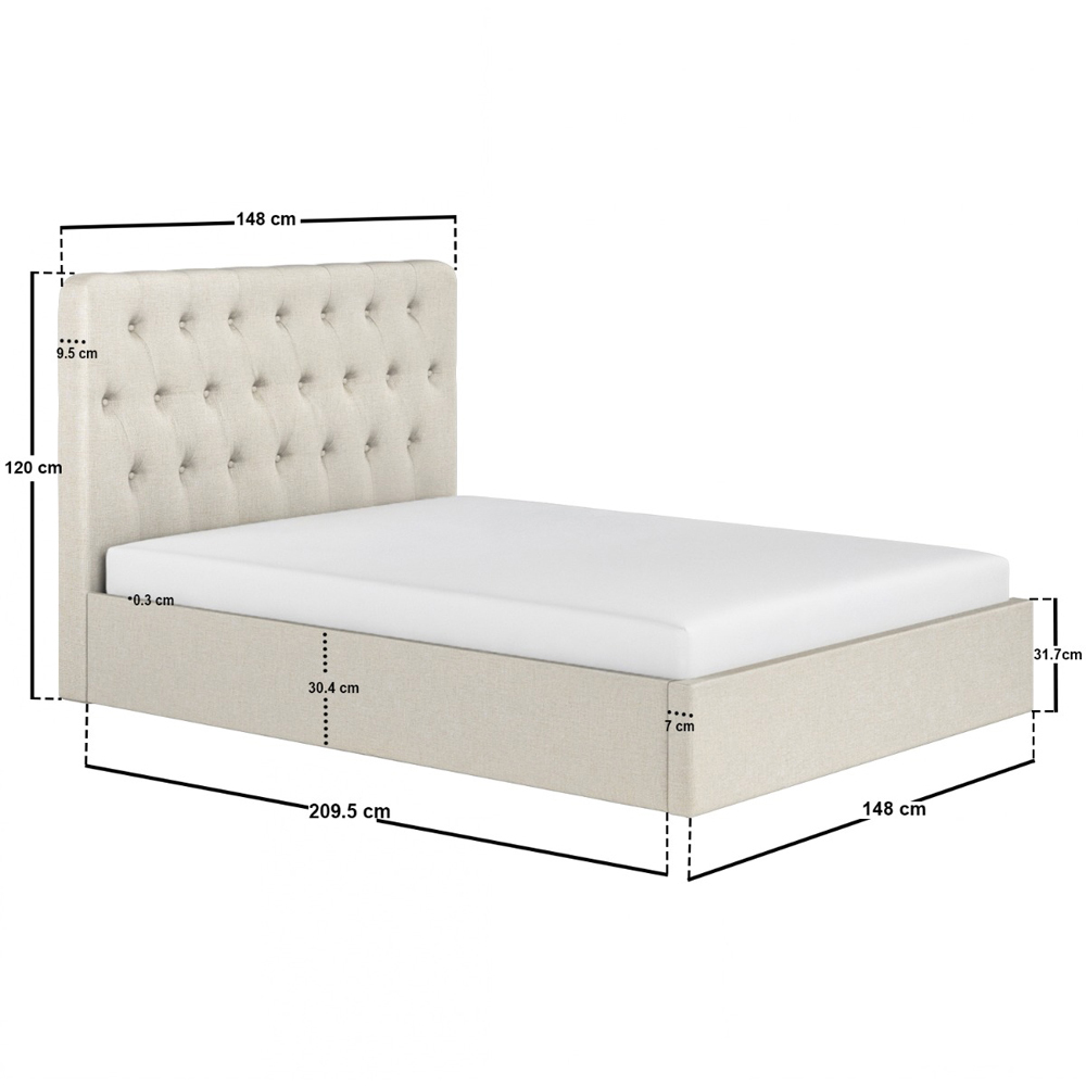 Flair Marley Double Beige Woven Fabric Ottoman Bed with Buttoned Headboard Image 8