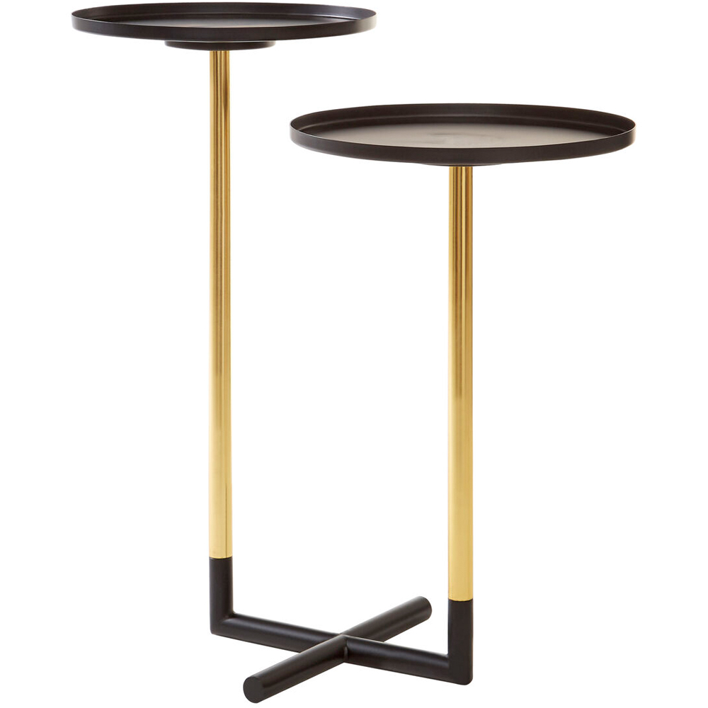 Premier Housewares Halle 2-Tier Black and Gold Intersecting Side Table Image 3
