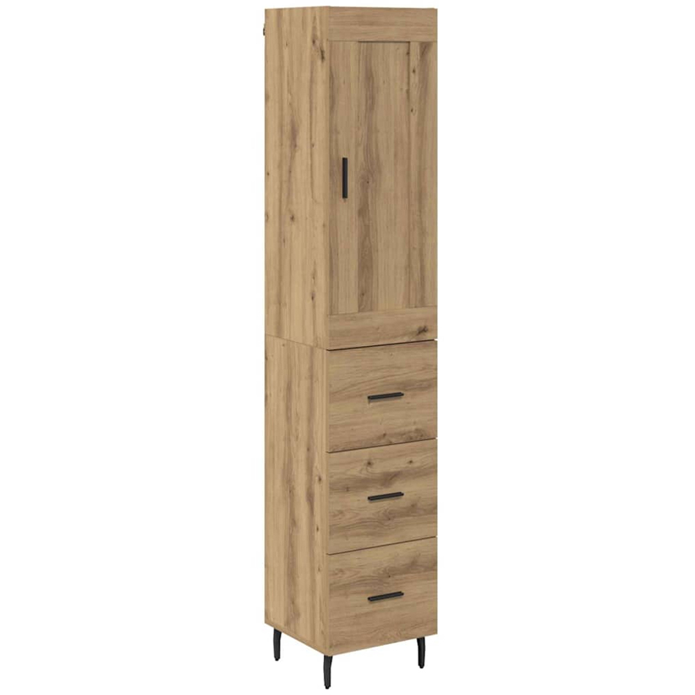 vidaXL Single Door 3 Drawer Artisan Oak Highboard Image 2