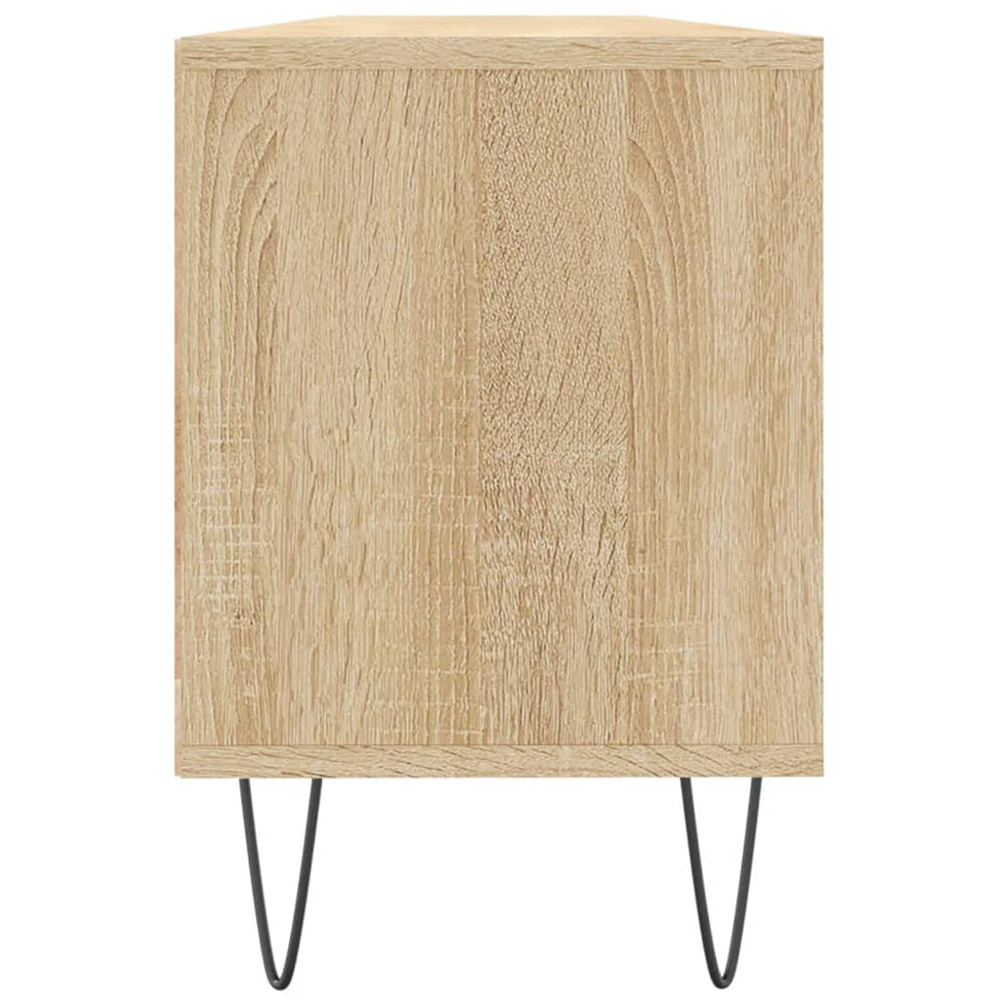 vidaXL 3 Drawer 3 Shelf Sonoma Oak TV Cabinet with Black Legs Image 7