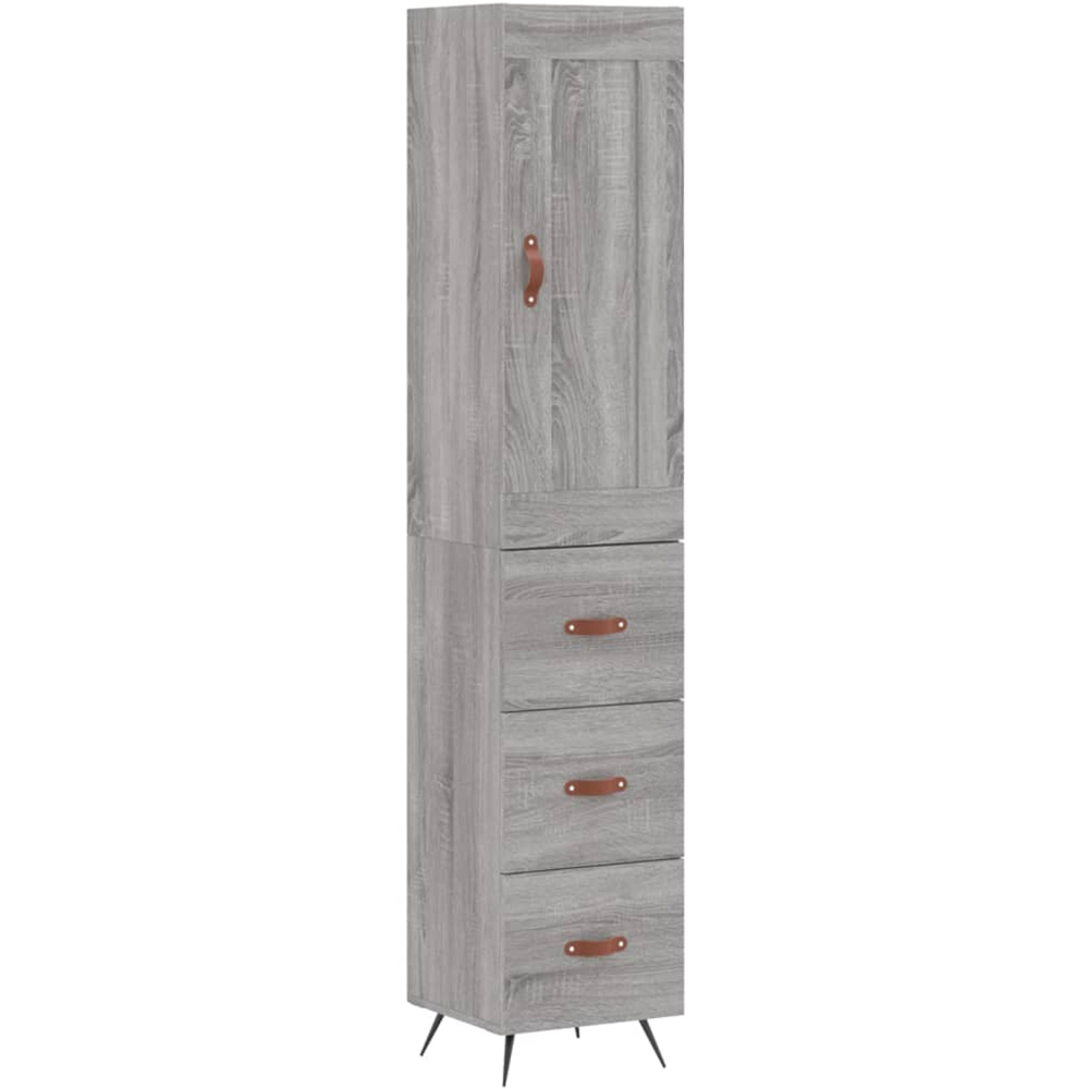vidaXL Single Door 3 Drawer Grey Sonoma Wooden Highboard Image 2