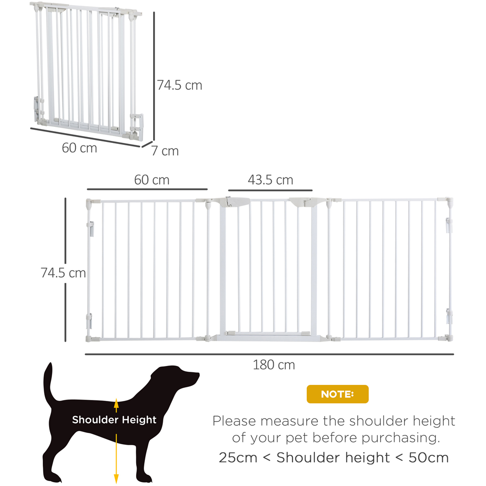 PawHut White 3 Panel Playpen Metal Pet Safety Gate with Walk Through Door Image 9