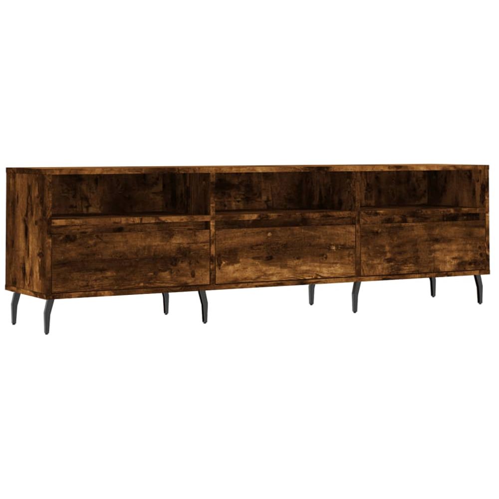 vidaXL 3 Door 3 Shelf Smoked Oak TV Cabinet Image 2