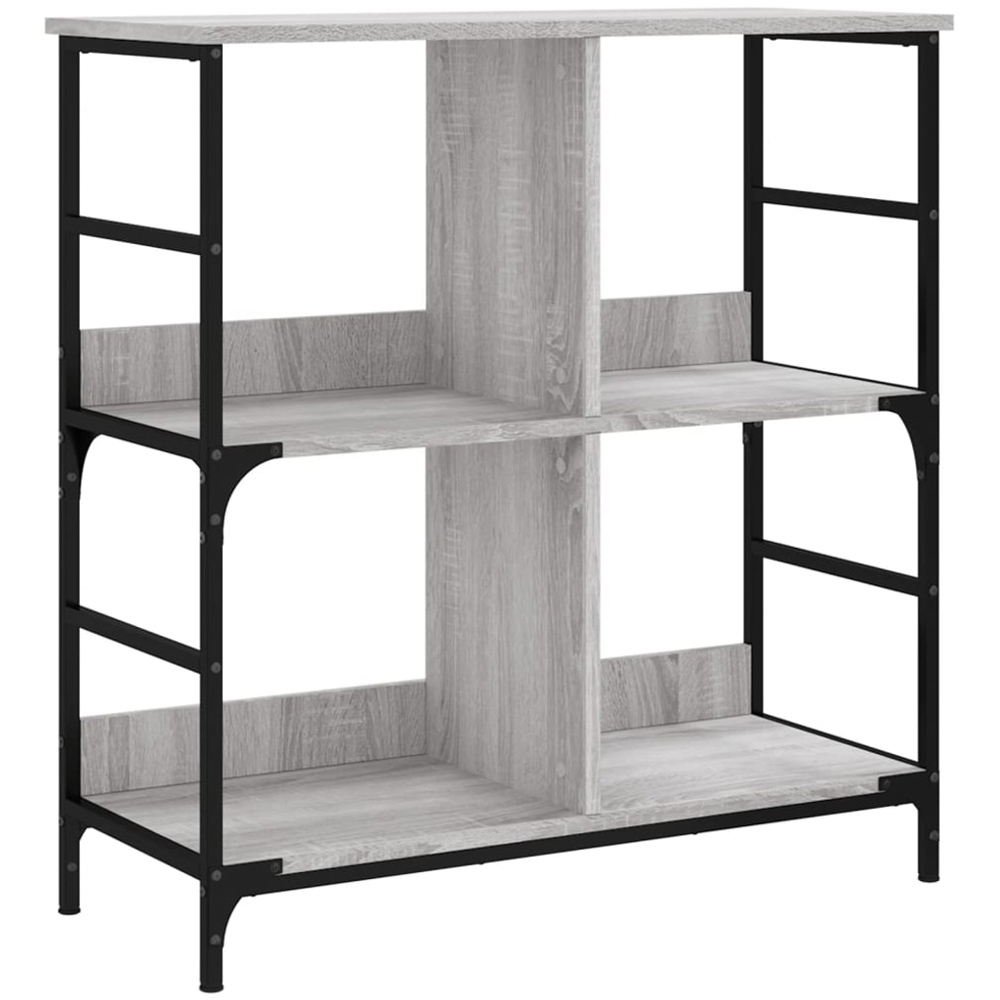 vidaXL 4 Open Shelf Grey Sonoma Compact Bookshelf Image 2