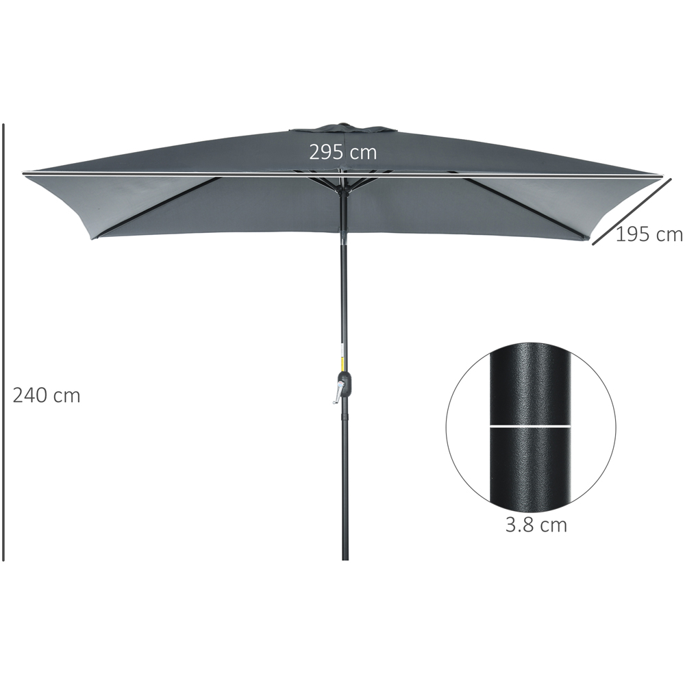 Outsunny Dark Grey Crank and Tilt Parasol 3 x 2m Image 7