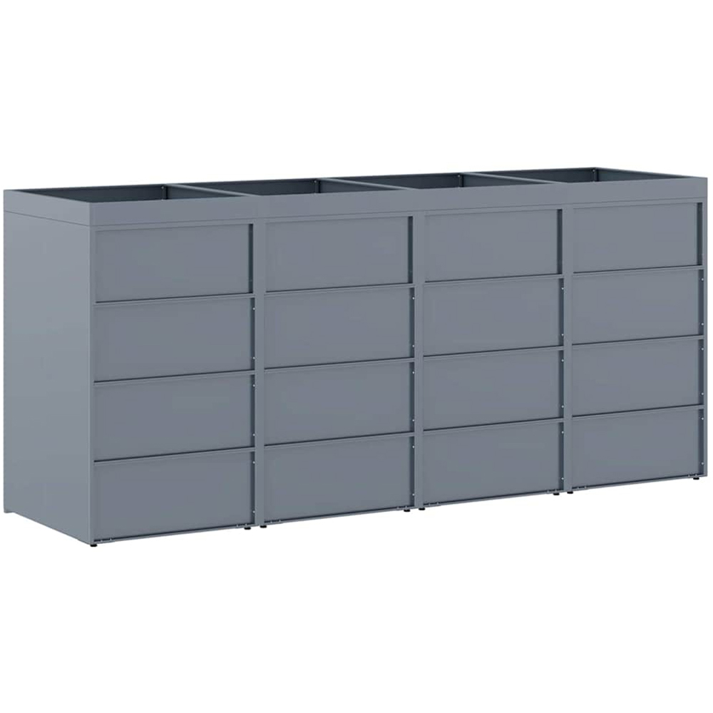 vidaXL Light Grey 4 Wheelie Bin Storage Shed with Planter Roof Image 6