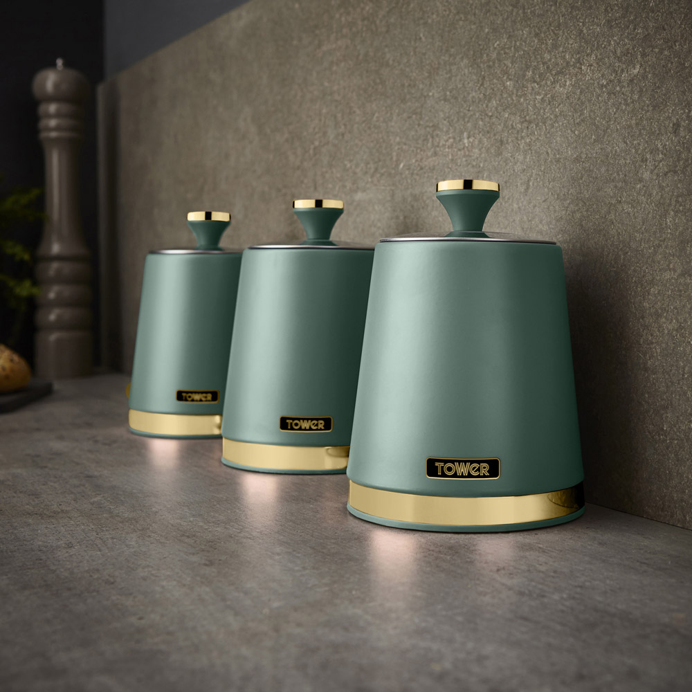 Tower 3 Piece Cavaletto Green Canister Set Image 2