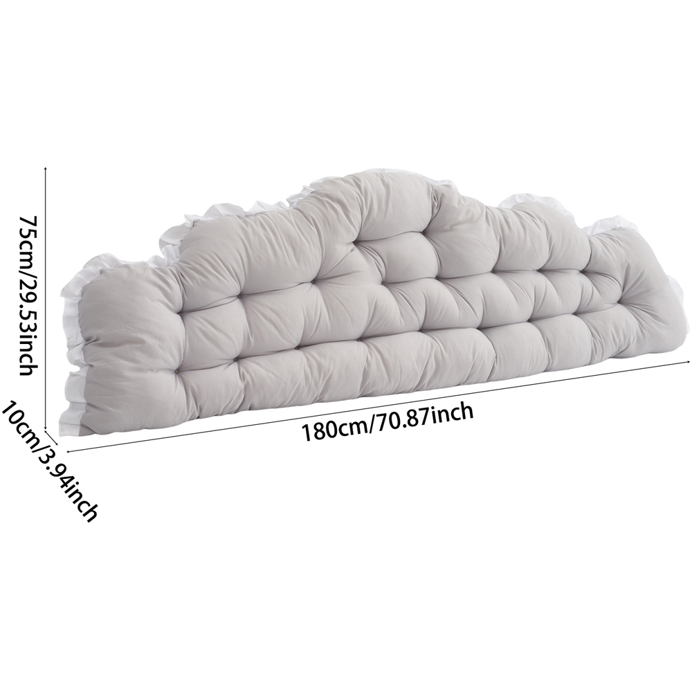 Living and Home Light Grey Cloud Shaped Ruffle Soft Headboard Pillow 75 x 180cm Image 8
