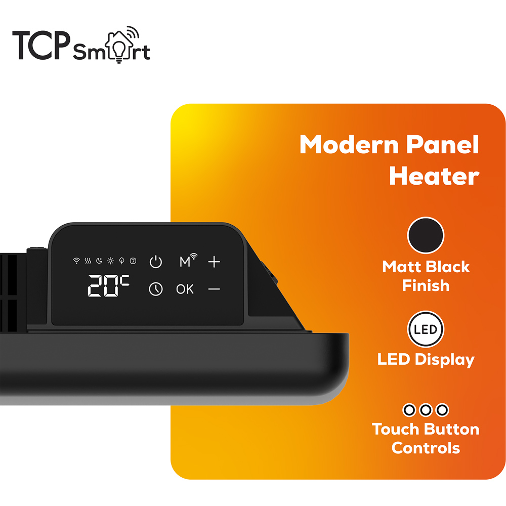 TCP Smart Serene Black Energy Monitoring Panel Heater 2000W 815 x 435mm Image 4