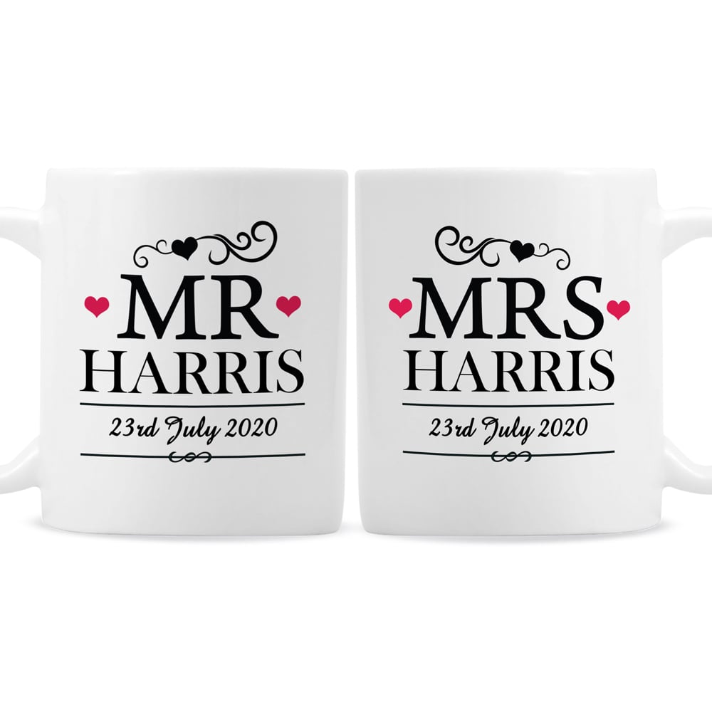 Personalised Memento Personalised Mr and Mrs Traditional Mug Set Image 1