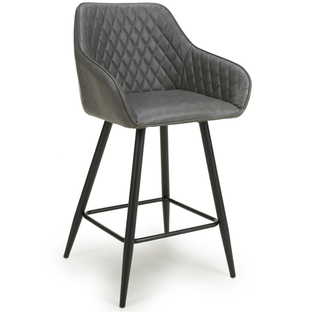 wilko Kensington Vintage Black Quilted Bar Stool Image 2