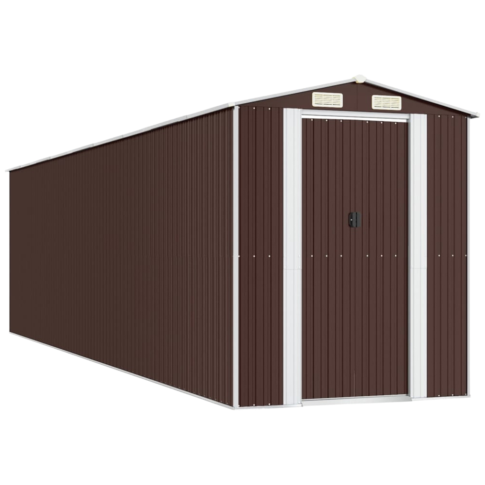 vidaXL 6.3 x 25.3ft Brown Galvanised Steel Garden Shed Image
