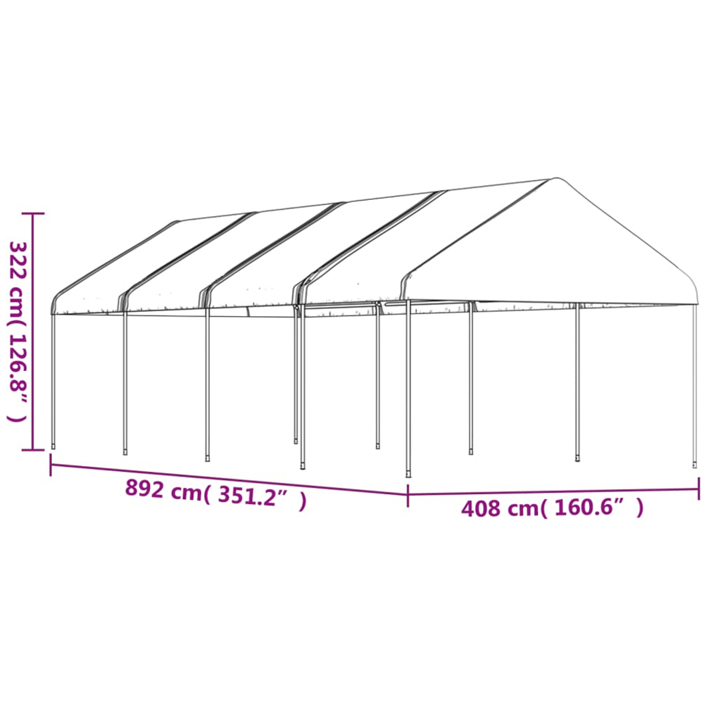 vidaXL 3.22 x 8.92m White Gazebo with Roof Image 5
