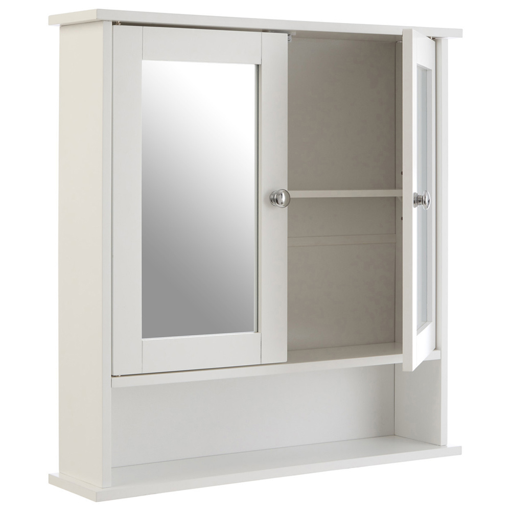 Premier Housewares White 2 Door Mirror Bathroom Cabinet Image 4