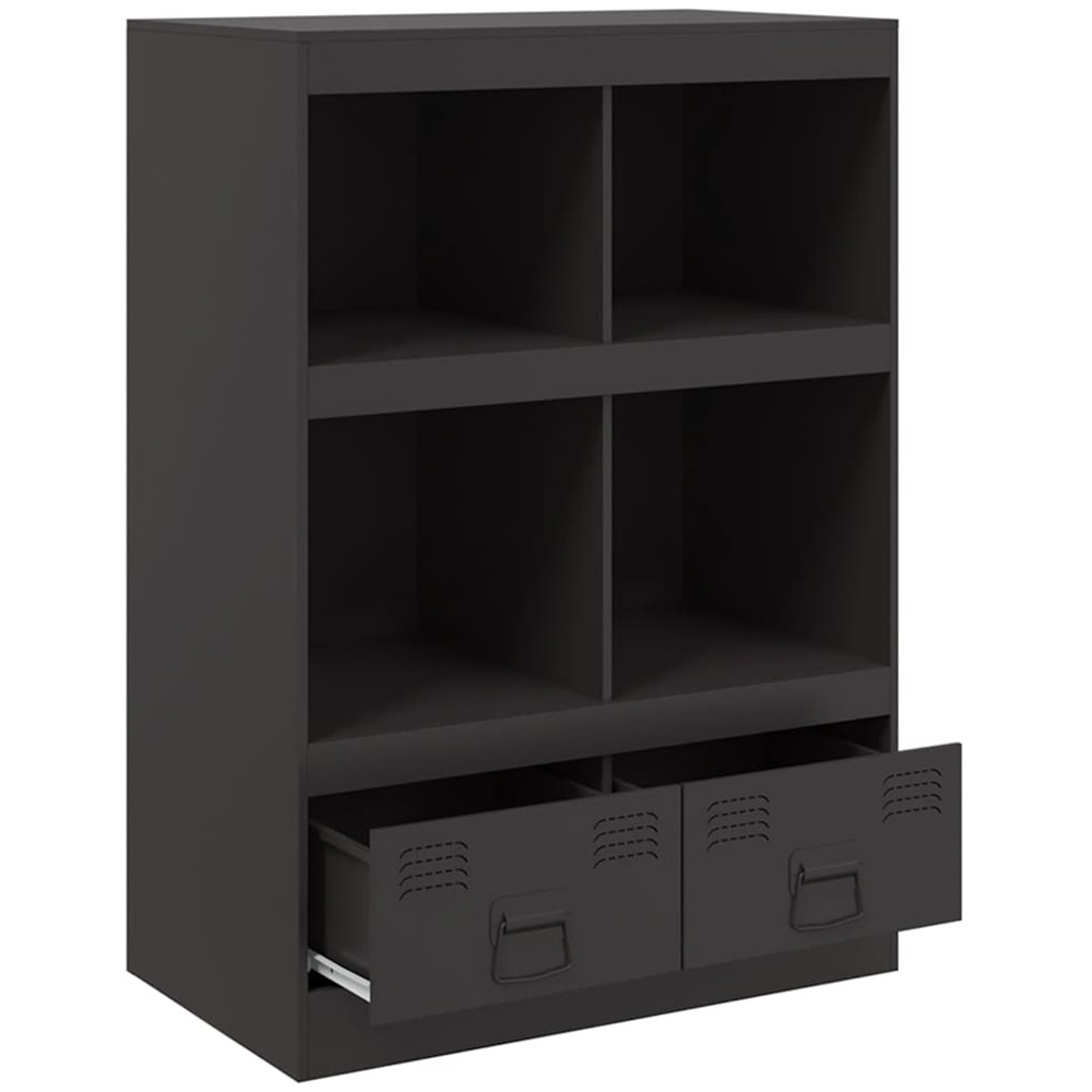 vidaXL 2 Drawer 4 Open Shelf Black Steel Highboard Image 3